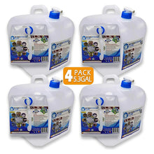 4 Pack 5.3 Gal WaterStorageCube BPA Free Collapsible Water Container with Spigot